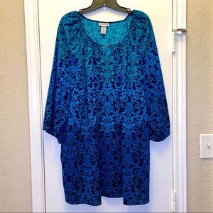 🦋Catherines Blouse Blue Green Ombre Size 2X